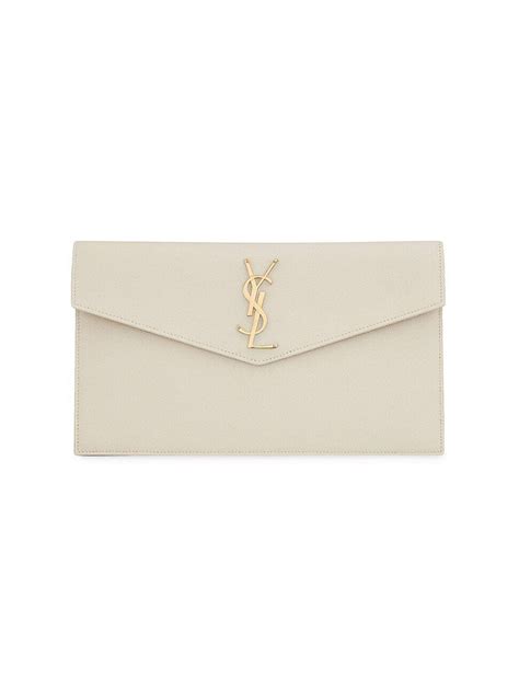 borsa ysl crema|Uptown leather clutch in white .